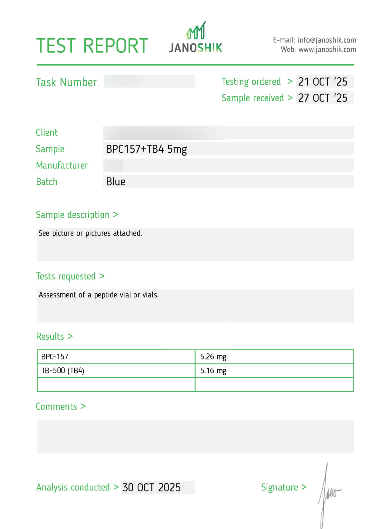 BPC-TB Mix 5mg Certificate of Analysis